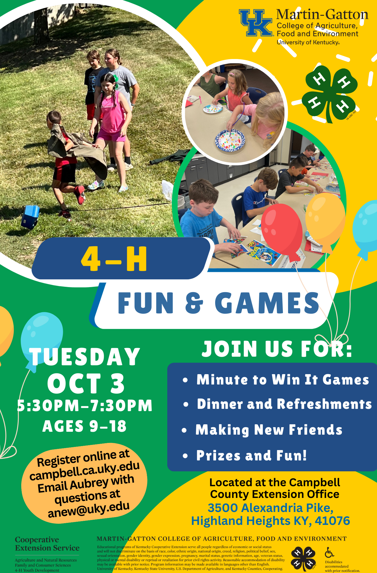 4-H Fun and Games Flyer